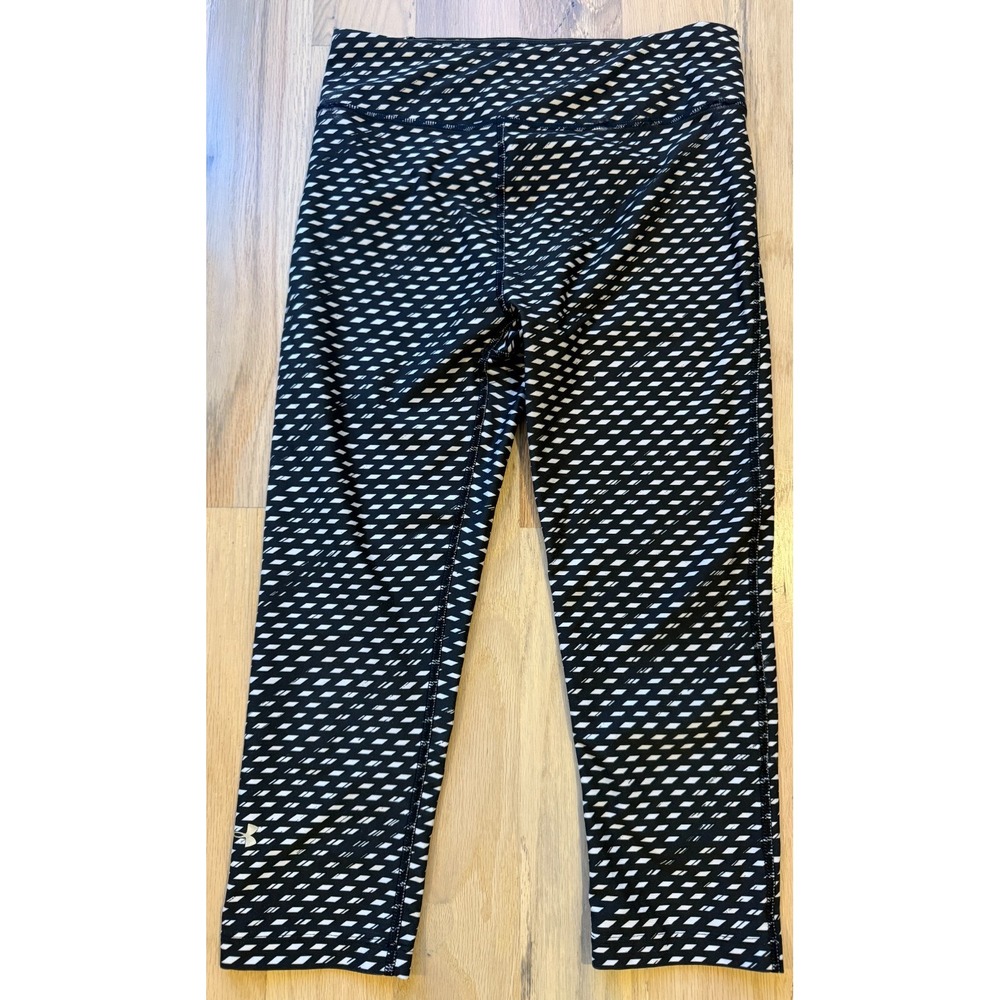 Under Armour Heatgear Compression Leggings Womens Small Black White Pattern Crop